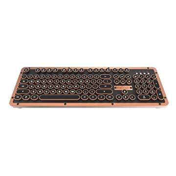 Azio Retro Classic Bluetooth 5.0 (Artisan) - Wireless/USB Wired Vintage Backlit Leather Mechanical Keyboard for PC/Mac (MK-RETRO-L-03B-US)