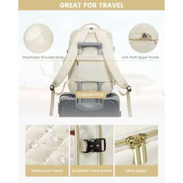 LOVEVOOK Large Travel Backpack for Women, 40L Carry on Backpack for Airplanes,TSA Personal Item Travel Bag fits 17" Laptop,Travel Essentials Carry On Bag Flight Approved with 3 Packing Cubes