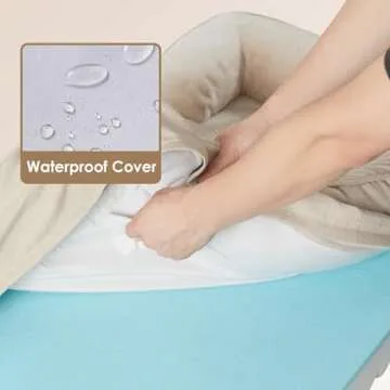 EHEYCIGA Orthopedic Dog Beds for Large Dogs, Waterproof Memory Foam Large Dog Bed with Sides, Non-Slip Bottom and Egg-Crate Foam Large Dog Couch Bed with Washable Removable Cover, Beige