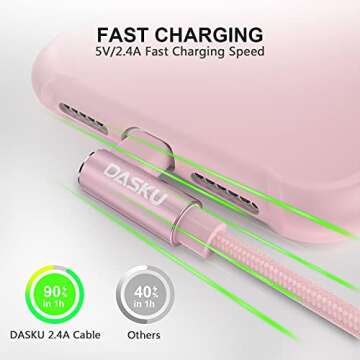 2 Pack 90 Degree iPhone Charger 10Ft Mfi Certified Lightning Cable Right Angle Long Nylon Braided Co...