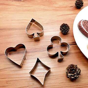 Yunko Poker"Playing Bridge" Stainless Steel Cookie Cutter Fondant Cutter 12pcs / Set, Diamond Heart