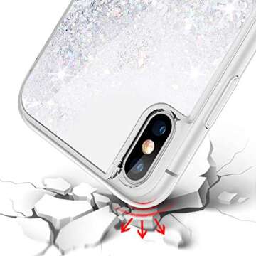 Maxdara Case for iPhone X/iPhone XS Glitter Case Liquid Flowing Luxury Bling Sparkle Glitter Shockproof Girls Women Case X/XS 5.8 inches (Silver)