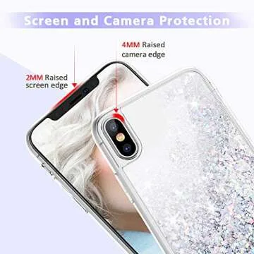 Maxdara Case for iPhone X/iPhone XS Glitter Case Liquid Flowing Luxury Bling Sparkle Glitter Shockproof Girls Women Case X/XS 5.8 inches (Silver)