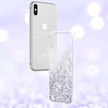 Maxdara Case for iPhone X/iPhone XS Glitter Case Liquid Flowing Luxury Bling Sparkle Glitter Shockproof Girls Women Case X/XS 5.8 inches (Silver)