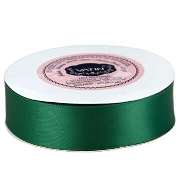 VATIN Forest Green Satin Ribbon 1" x 25 Yards for Gifts
