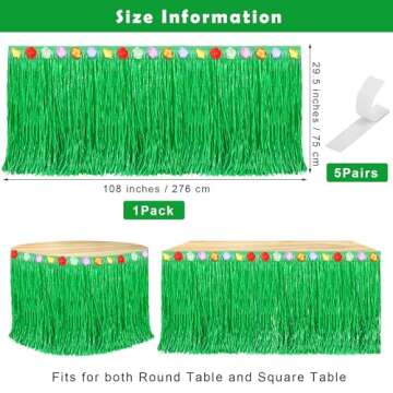Fovths Luau Grass Table Skirt Natural 9 Feet x 29.5 Inch Hawaiian Table Skirt for Tropical Hawaiian ...