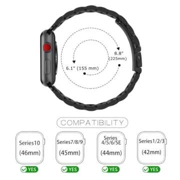 Tasikar Band Compatible with Apple Watch Band 49mm 46mm 45mm 44mm 42mm Premium Stainless Steel Metal Replacement Strap Compatible with Apple Watch Ultra 2 Ultra Series10 9 8 7 6 5 4 3 2 1 SE, Black