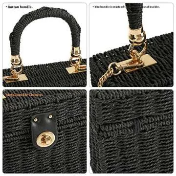 So'each Women's Wicker Square Crossbody Bag Chic Style