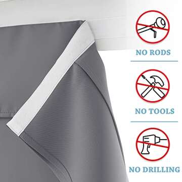 RYB HOME Blackout Door Curtain - Privacy Thermal Insulated Window Curtains for Patio French Front Tricia Door Sidelight Curtain Tie up Shade, W26 x L69 inch, 1 Panel, Gray