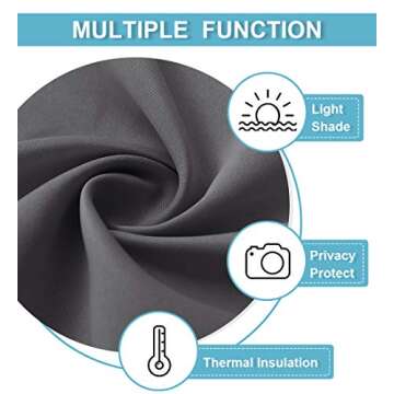 RYB HOME Blackout Door Curtain - Privacy Thermal Insulated Window Curtains for Patio French Front Tricia Door Sidelight Curtain Tie up Shade, W26 x L69 inch, 1 Panel, Gray