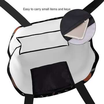 Stylish Violin Music Note Canvas Tote Bag for Women