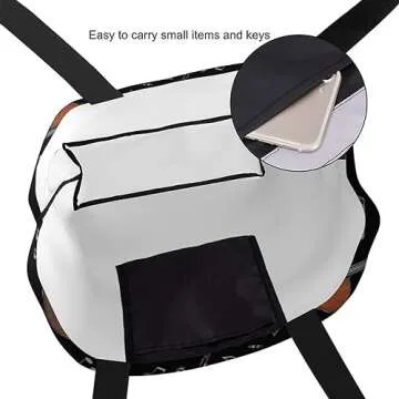 Stylish Violin Music Note Canvas Tote Bag for Women