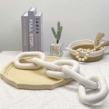 Wood Chain Link Decor | Hand Boho Carved Decor for Table, Shelf Decor Accents Rustic Farmhouse Aesth...