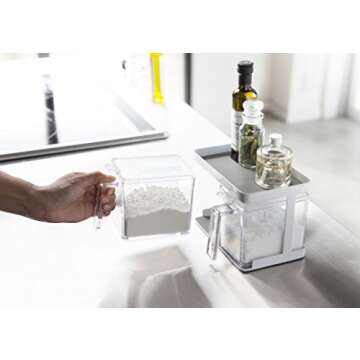 Yamazaki Home Pantry Canisters with Rack-Kitchen Container Organizer | Steel + Plastic | Food Storage, One Size, White