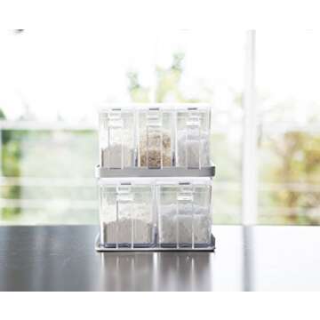 Yamazaki Home Pantry Canisters with Rack-Kitchen Container Organizer | Steel + Plastic | Food Storage, One Size, White