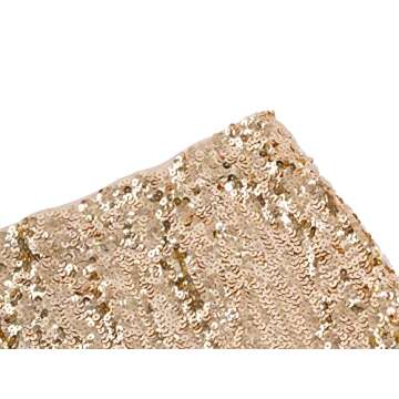 MANER Women's Sequin Skirt Sparkle Stretchy Bodycon Mini Skirts Night Out Party (Champagne, Medium)