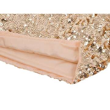 MANER Women's Sequin Skirt Sparkle Stretchy Bodycon Mini Skirts Night Out Party (Champagne, Medium)