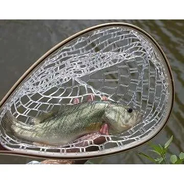 Mounchain Fishing Net Fly Fishing Landing Net, Wooden Frame Fish Net with Soft Rubber Mesh for Trout Catch and Release Net Gifts for Father Men