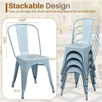 Furmax Metal Dining Chairs Set of 4 - Stylish & Stackable
