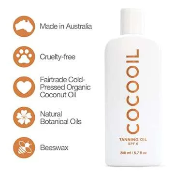 COCOOIL Tanning Oil SPF 6 | Organic Coconut Oil, Natural Botanical Oils, Cruelty Free | 6.7 Fl Oz