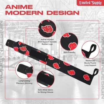 Anime Wrist Wraps Lifting Straps 24" for Men and Women - 1 Pair Each, Gym Accessories Support Weight...