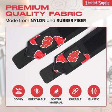 Anime Wrist Wraps Lifting Straps 24" for Men and Women - 1 Pair Each, Gym Accessories Support Weightlifting, Powerlifting, Strength Training, and Improve Workout