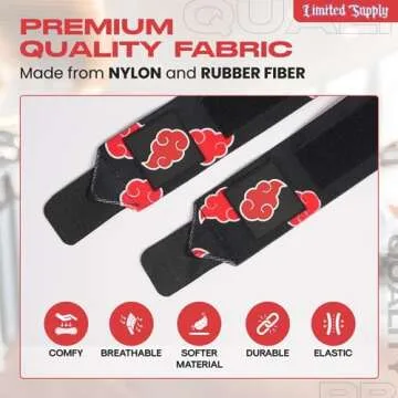 Anime Wrist Wraps Lifting Straps 24" for Men and Women - 1 Pair Each, Gym Accessories Support Weightlifting, Powerlifting, Strength Training, and Improve Workout