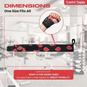 Anime Wrist Wraps Lifting Straps 24" for Men and Women - 1 Pair Each, Gym Accessories Support Weightlifting, Powerlifting, Strength Training, and Improve Workout