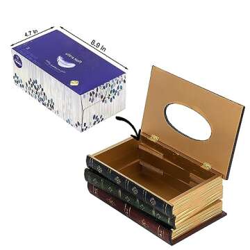 Crafted Classical Retro Wooden Antique Book Tissue Box Cover Rectangular Tissue Holder Dispenser Paper Cover Case Napkin Holder Home Decor for Bathroom Living Room Office car Kitchen (Dark Green)
