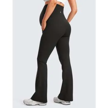 CRZ YOGA Women Butterluxe Maternity Flare Leggings with Pockets 31" - Workout Active Yoga Pregnancy ...