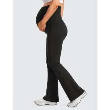 CRZ YOGA Maternity Flare Leggings with Pockets - Soft and Comfortable