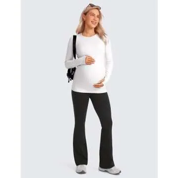 CRZ YOGA Maternity Flare Leggings with Pockets - Soft and Comfortable