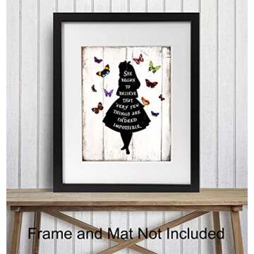 Rustic Home Decor, Alice Wonderland - 8x10 Photo - Shabby Chic Butterfly Wall Decor for Bedroom, Kid...