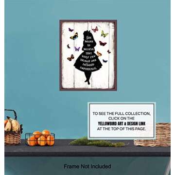 Rustic Home Decor, Alice Wonderland - 8x10 Photo - Shabby Chic Butterfly Wall Decor for Bedroom, Kids, Baby or Girls Room, Nursery Art - Vintage Farmhouse Wall Art, Motivational Gift for Women