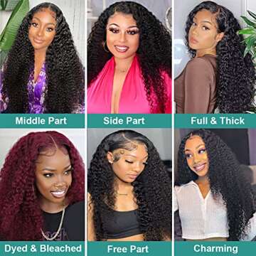24 inch Curly Lace Front Wig Human Hair 180% Density Curly Glueless Wigs Human Hair Pre Plucked 13x4 Kinky Curly Human Hair Wig for Women Kinky Curly Transparent Lace Front Wigs Natural Black