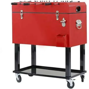 Portable Red Patio Cooler with Foosball - 68 Quart
