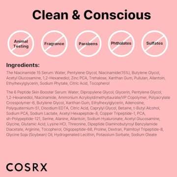 COSRX Niacinamide 15% Peptide Booster Set - Amazon Exclusive - Korean Skin Care Set, Gift Sets, Stocking Stuffers for Women, Niacinamide Serum, Face Serum