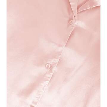 LYANER Women's Sleepwear Satin Silky Short Sleeve Top with Shorts Pajama Set Dusty Pink Medium