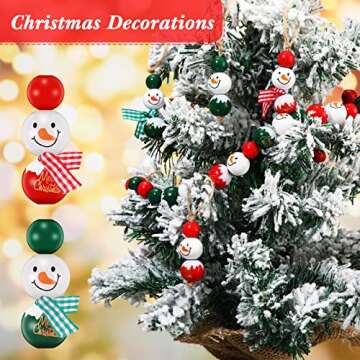 120 Pieces Christmas Snowman Wooden Beads Set for Crafts