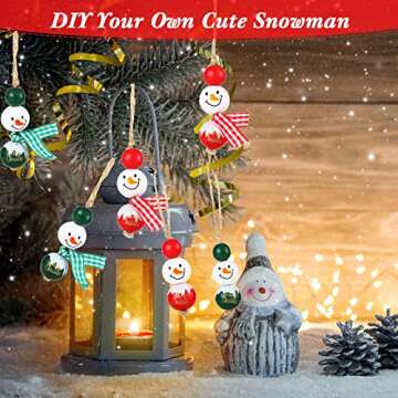 120 Pieces Christmas Snowman Wooden Beads Set for Crafts