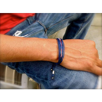 Unisex Custom Sized Adjustable String Bracelet for Sports Fans - Rumi Sumaq in Blue, Navy, White and...