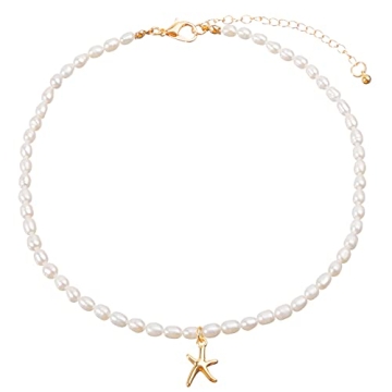 wgoud Natural Freshwater Pearl Beaded Choker Necklace for Women, Elegant and Versatile Jewelry Gift