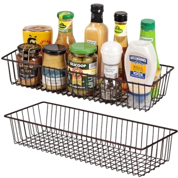 Farmhouse Decor Metal Wire Storage Organizer Bin Basket (2 Pack) - Rustic Toilet Paper Holder - Home...