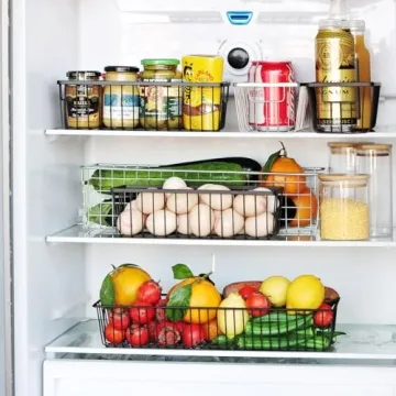 Farmhouse Metal Wire Storage Organizer Bins for Home - Set of 2