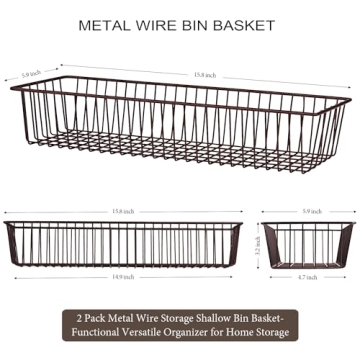 Farmhouse Metal Wire Storage Organizer Bins for Home - Set of 2