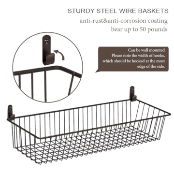Farmhouse Metal Wire Storage Organizer Bins for Home - Set of 2