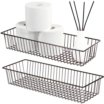 Farmhouse Metal Wire Storage Organizer Bins for Home - Set of 2