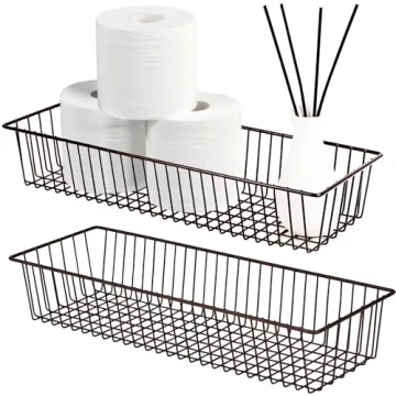 Farmhouse Metal Wire Storage Organizer Bins for Home - Set of 2