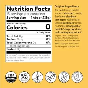 Rasa Original – Adaptogenic Mushroom Coffee Alternative to Support Better Overall Wellness, Better Sleep, Clearer Skin | Vegan, Keto, Whole 30, Ayurveda Wellness Tonic with Chaga + Reishi (8 oz / 30 Servings)