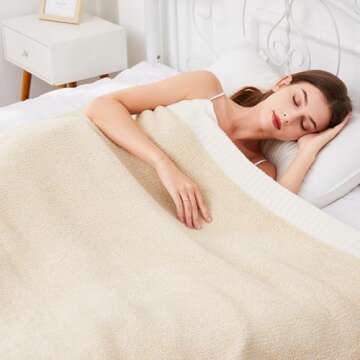 SeaRoomy Throw Blanket, Super Soft Microfiber Knit Throw Blanket, Warm Cozy Fluffy Lightweight Blanket for Couch Sofa Bed Room Decor